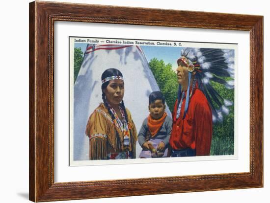 North Carolina - A Typical Indian Family on Qualla Reservation-Lantern Press-Framed Art Print