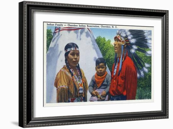 North Carolina - A Typical Indian Family on Qualla Reservation-Lantern Press-Framed Art Print