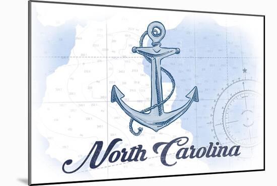 North Carolina - Anchor - Blue - Coastal Icon-Lantern Press-Mounted Art Print