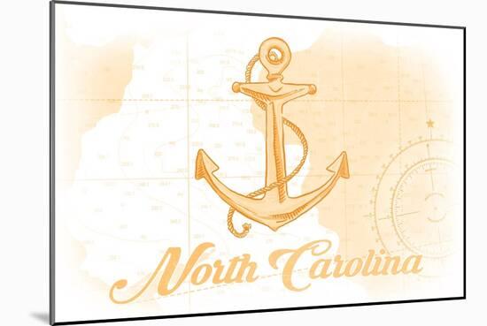 North Carolina - Anchor - Yellow - Coastal Icon-Lantern Press-Mounted Art Print