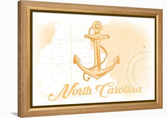 North Carolina - Anchor - Yellow - Coastal Icon-Lantern Press-Framed Stretched Canvas