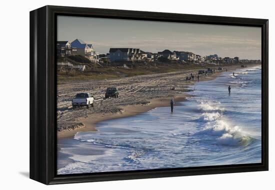 North Carolina, Atlantic Beach, Elevated View of Surf Fishing, Morning-Walter Bibikow-Framed Premier Image Canvas