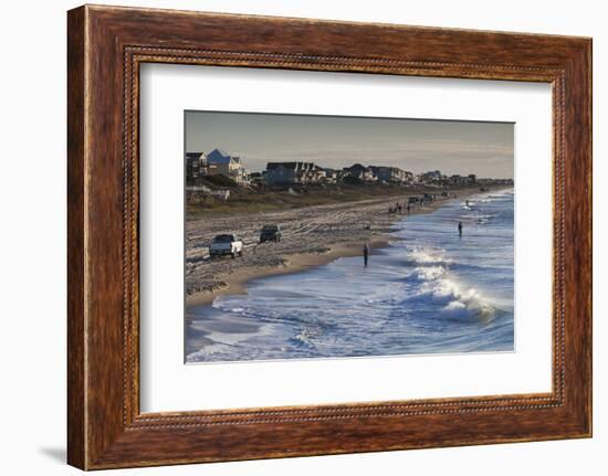 North Carolina, Atlantic Beach, Elevated View of Surf Fishing, Morning-Walter Bibikow-Framed Photographic Print