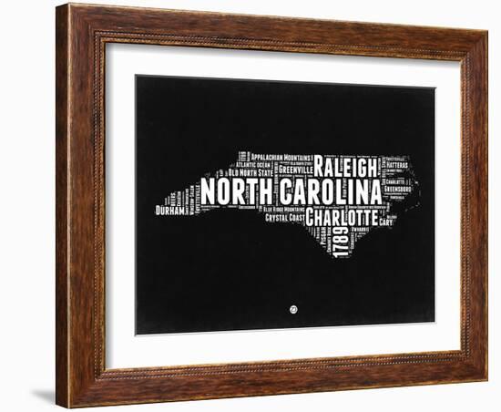 North Carolina Black and White Map-NaxArt-Framed Art Print