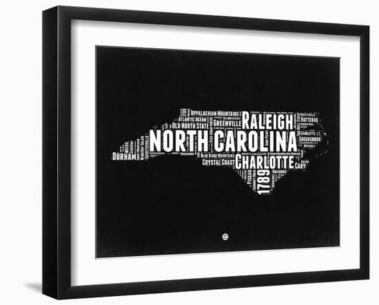 North Carolina Black and White Map-NaxArt-Framed Art Print