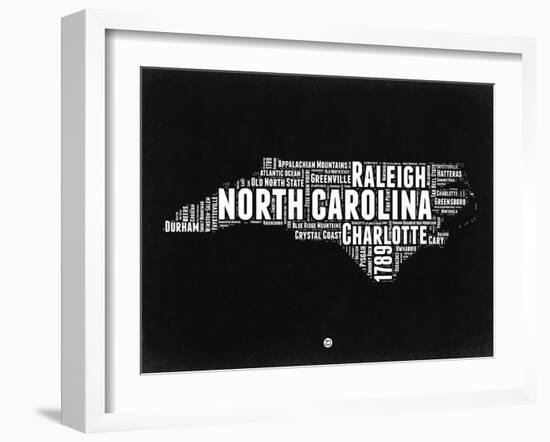 North Carolina Black and White Map-NaxArt-Framed Art Print