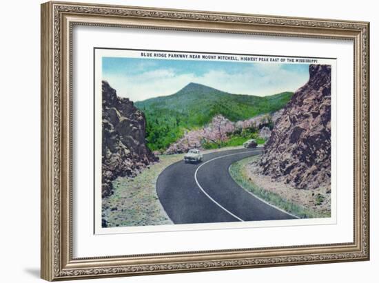 North Carolina - Blue Ridge Parkway, View of the Parkway Near Mount Mitchell-Lantern Press-Framed Art Print