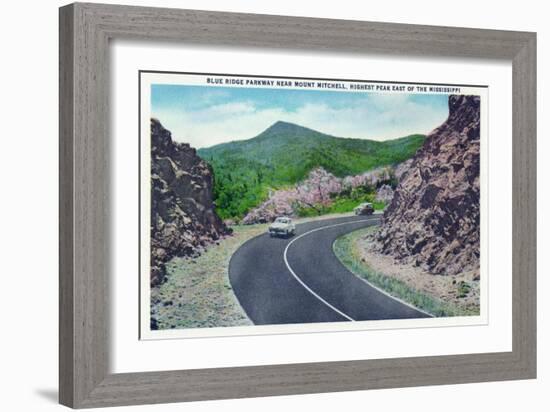 North Carolina - Blue Ridge Parkway, View of the Parkway Near Mount Mitchell-Lantern Press-Framed Art Print