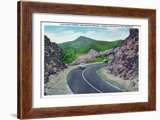 North Carolina - Blue Ridge Parkway, View of the Parkway Near Mount Mitchell-Lantern Press-Framed Art Print