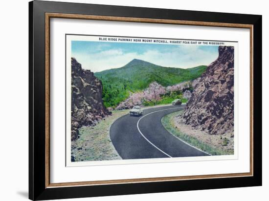 North Carolina - Blue Ridge Parkway, View of the Parkway Near Mount Mitchell-Lantern Press-Framed Art Print