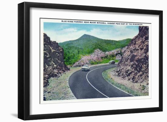 North Carolina - Blue Ridge Parkway, View of the Parkway Near Mount Mitchell-Lantern Press-Framed Art Print