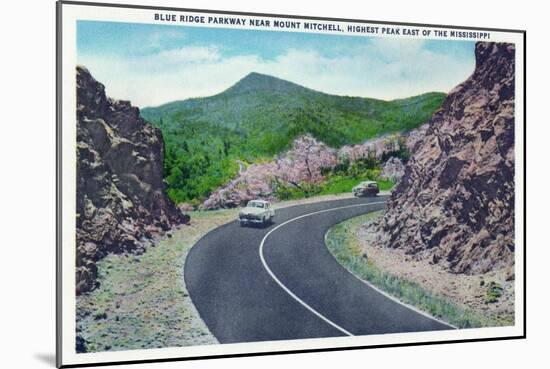North Carolina - Blue Ridge Parkway, View of the Parkway Near Mount Mitchell-Lantern Press-Mounted Art Print