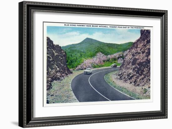 North Carolina - Blue Ridge Parkway, View of the Parkway Near Mount Mitchell-Lantern Press-Framed Art Print