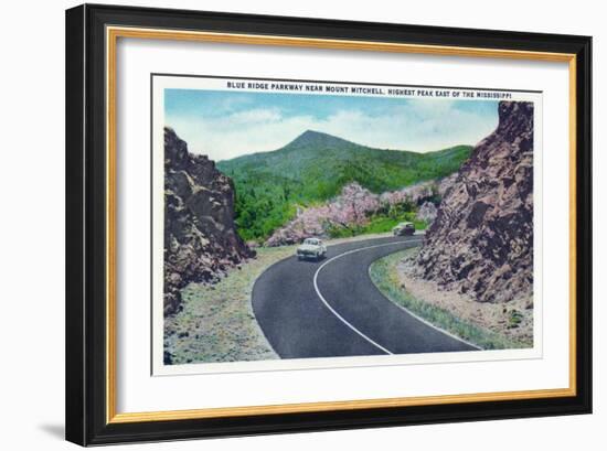 North Carolina - Blue Ridge Parkway, View of the Parkway Near Mount Mitchell-Lantern Press-Framed Art Print