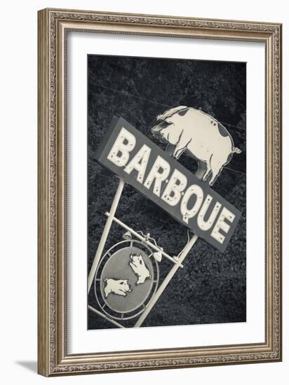 North Carolina, Bryson City, Sign for Barbeque, Bbq, Restaurant-Walter Bibikow-Framed Premium Photographic Print
