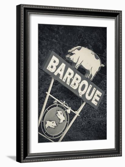 North Carolina, Bryson City, Sign for Barbeque, Bbq, Restaurant-Walter Bibikow-Framed Premium Photographic Print