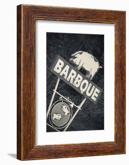 North Carolina, Bryson City, Sign for Barbeque, Bbq, Restaurant-Walter Bibikow-Framed Photographic Print