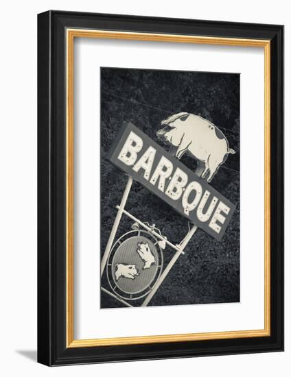 North Carolina, Bryson City, Sign for Barbeque, Bbq, Restaurant-Walter Bibikow-Framed Photographic Print