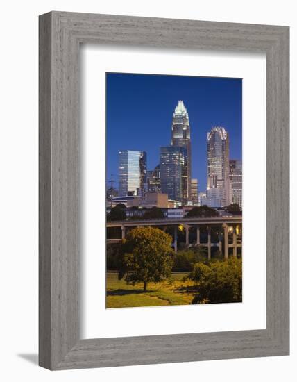North Carolina, Charlotte, Elevated View of the City Skyline at Dawn-Walter Bibikow-Framed Photographic Print