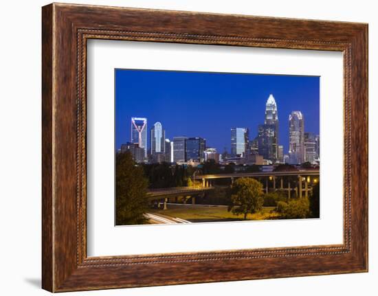 North Carolina, Charlotte, Elevated View of the City Skyline at Dawn-Walter Bibikow-Framed Photographic Print