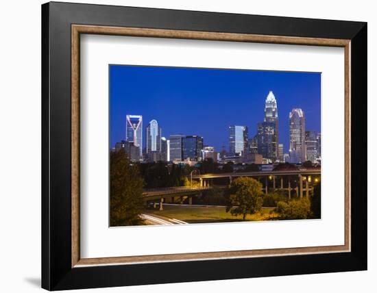 North Carolina, Charlotte, Elevated View of the City Skyline at Dawn-Walter Bibikow-Framed Photographic Print