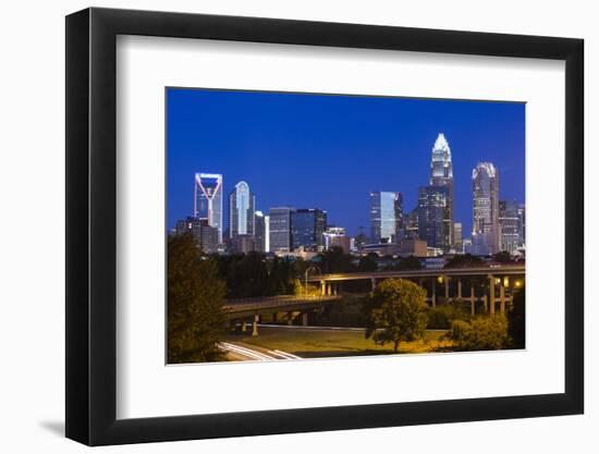 North Carolina, Charlotte, Elevated View of the City Skyline at Dawn-Walter Bibikow-Framed Photographic Print