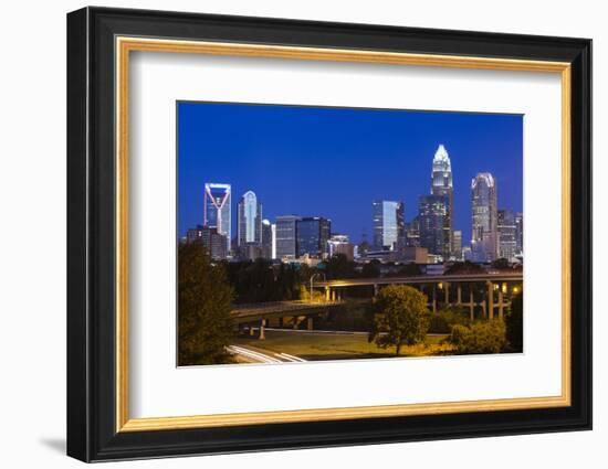 North Carolina, Charlotte, Elevated View of the City Skyline at Dawn-Walter Bibikow-Framed Photographic Print