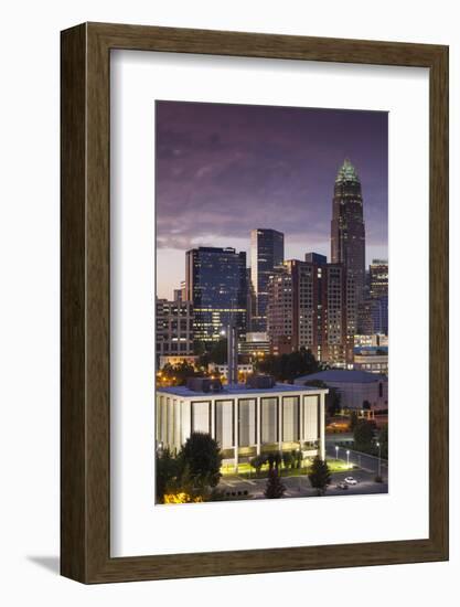 North Carolina, Charlotte, Elevated View of the City Skyline at Dusk-Walter Bibikow-Framed Photographic Print