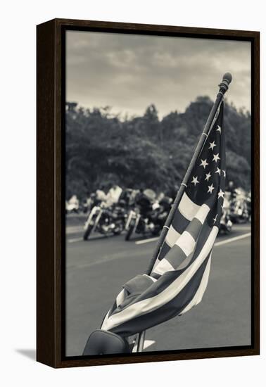 North Carolina, Charlotte, Flag at Rally of Christian Motorcycle Clubs-Walter Bibikow-Framed Premier Image Canvas