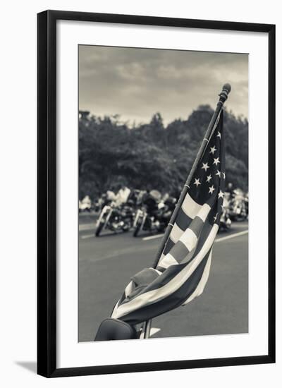 North Carolina, Charlotte, Flag at Rally of Christian Motorcycle Clubs-Walter Bibikow-Framed Photographic Print