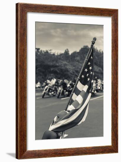 North Carolina, Charlotte, Flag at Rally of Christian Motorcycle Clubs-Walter Bibikow-Framed Photographic Print