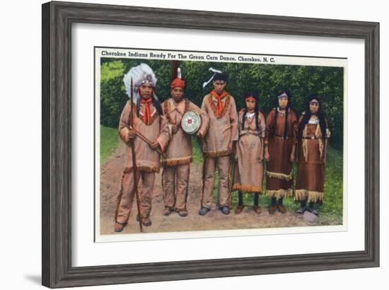 North Carolina - Cherokee Indians Ready for Green Corn Dance-Lantern Press-Framed Art Print