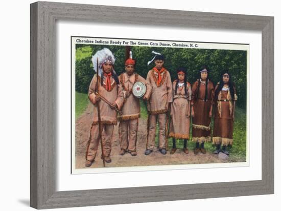 North Carolina - Cherokee Indians Ready for Green Corn Dance-Lantern Press-Framed Art Print