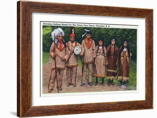 North Carolina - Cherokee Indians Ready for Green Corn Dance-Lantern Press-Framed Art Print