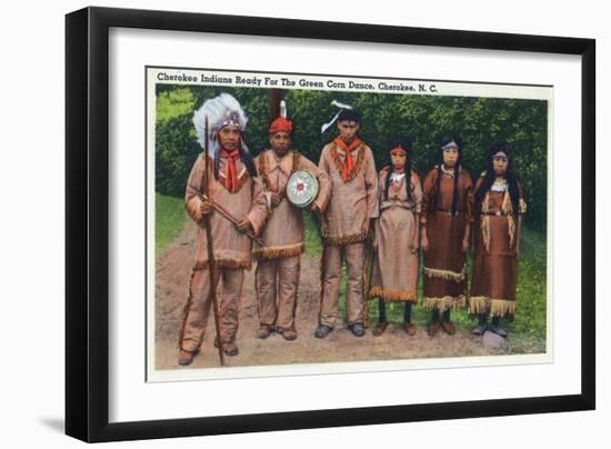 North Carolina - Cherokee Indians Ready for Green Corn Dance-Lantern Press-Framed Art Print