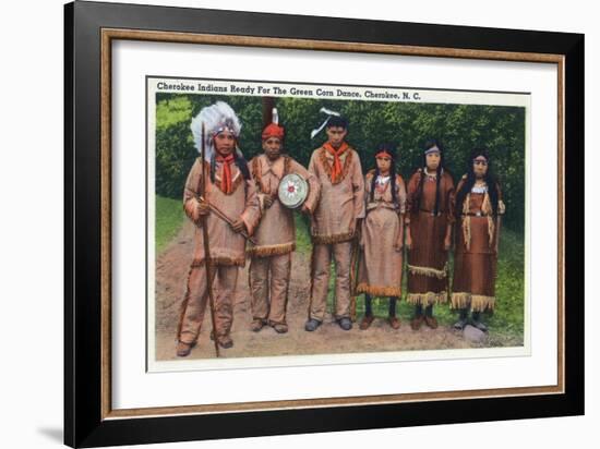 North Carolina - Cherokee Indians Ready for Green Corn Dance-Lantern Press-Framed Art Print