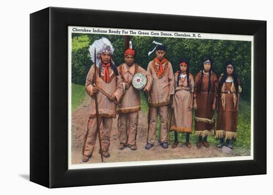 North Carolina - Cherokee Indians Ready for Green Corn Dance-Lantern Press-Framed Stretched Canvas