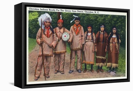 North Carolina - Cherokee Indians Ready for Green Corn Dance-Lantern Press-Framed Stretched Canvas