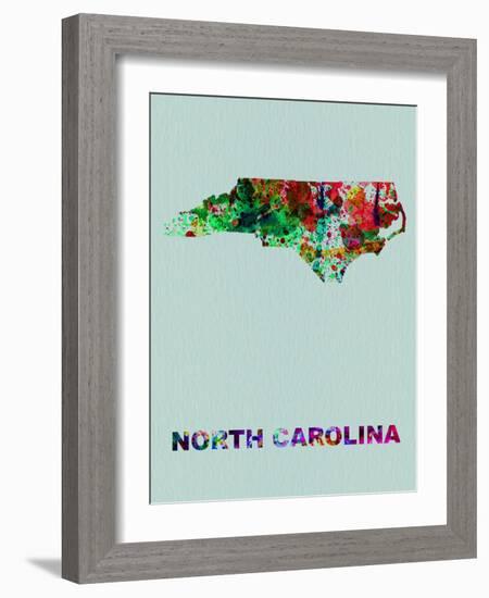 North Carolina Color Splatter Map-NaxArt-Framed Art Print