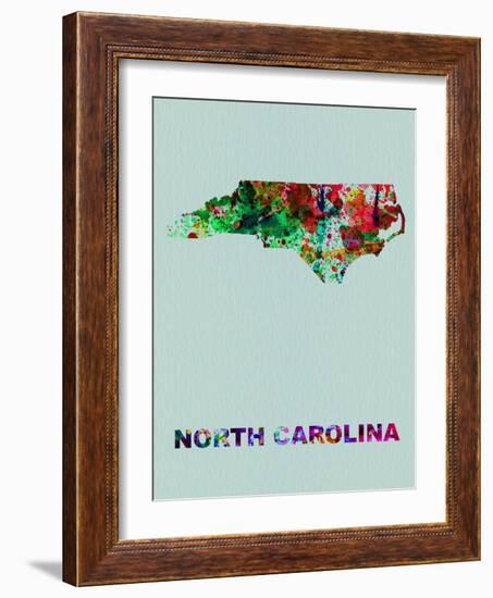 North Carolina Color Splatter Map-NaxArt-Framed Art Print