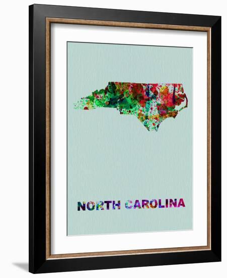 North Carolina Color Splatter Map-NaxArt-Framed Art Print