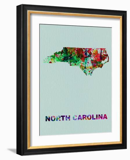 North Carolina Color Splatter Map-NaxArt-Framed Art Print