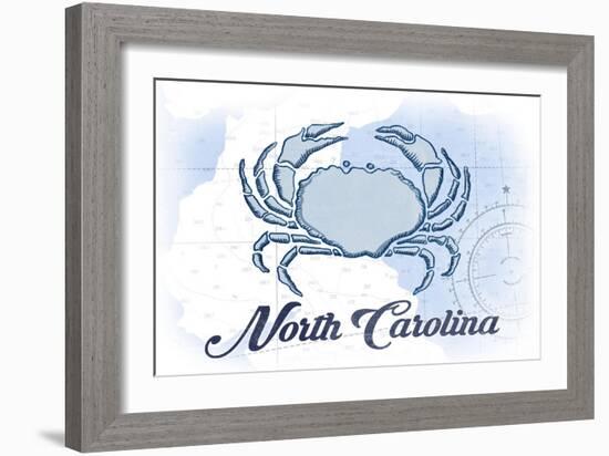 North Carolina - Crab - Blue - Coastal Icon-Lantern Press-Framed Art Print