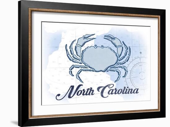 North Carolina - Crab - Blue - Coastal Icon-Lantern Press-Framed Art Print