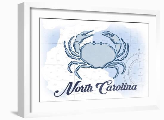 North Carolina - Crab - Blue - Coastal Icon-Lantern Press-Framed Art Print