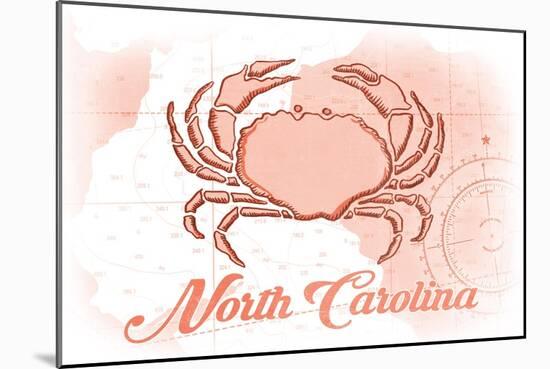 North Carolina - Crab - Coral - Coastal Icon-Lantern Press-Mounted Art Print