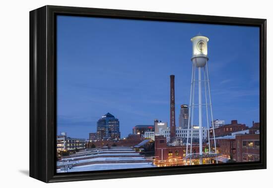 North Carolina, Durham, American Tobacco and City Center Complex, Dusk-Walter Bibikow-Framed Premier Image Canvas