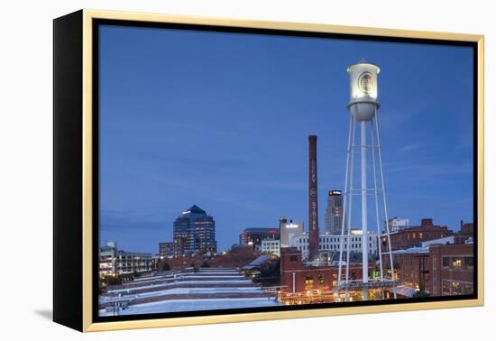 North Carolina, Durham, American Tobacco and City Center Complex, Dusk-Walter Bibikow-Framed Premier Image Canvas