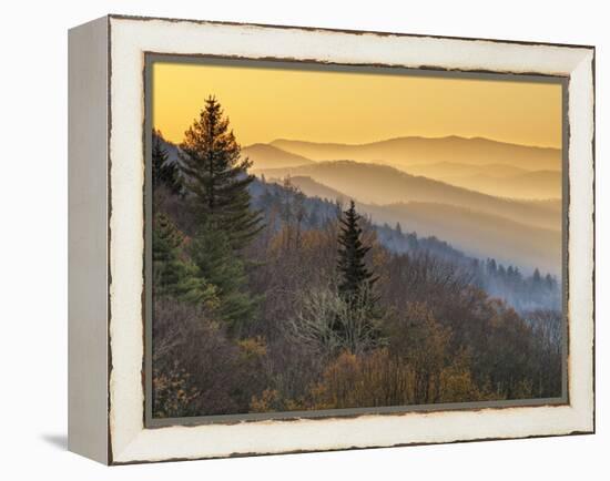 North Carolina, Great Smoky Mountains National Park, Sunrise from the Oconaluftee Valley Overlook-Ann Collins-Framed Premier Image Canvas