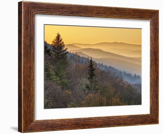 North Carolina, Great Smoky Mountains National Park, Sunrise from the Oconaluftee Valley Overlook-Ann Collins-Framed Photographic Print